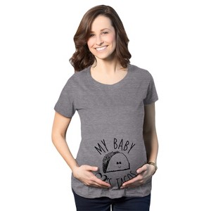 Maternity My Baby Loves Tacos Funny T shirt Cute Announcement Pregnancy Bump Tee - Crazy Dog Maternity T Shirt - 1 of 4