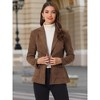 INSPIRE CHIC Women's Faux Suede Belted Lapel Single Breasted Work Outwear Blazer - 2 of 4