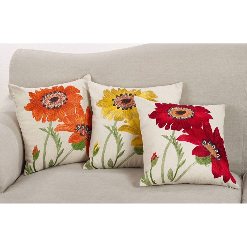 18"x18" Embroidered Flower Square Throw Pillow - Saro Lifestyle, 4 of 7