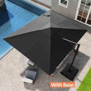 Pellebant 9x10.5FT Cantilever Umbrella Outdoor 360 Degree Rotation Offset Umbrella 6 Heights Adjustable with Base - 1 of 4