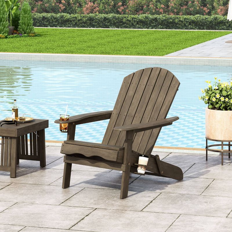 Bellwood Outdoor Acacia Wood Folding Adirondack Chairs Gray - Christopher Knight Home, 4 of 10