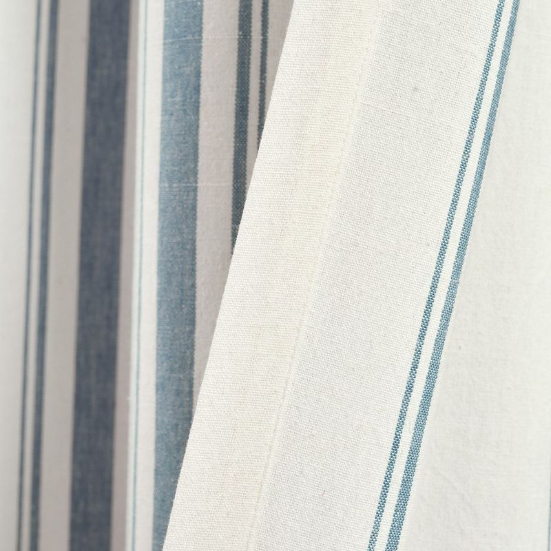 Farmhouse Stripe Yarn Dyed Eco-Friendly Recycled Cotton Window Curtain Panels Blue 42X63 Set, 5 of 6