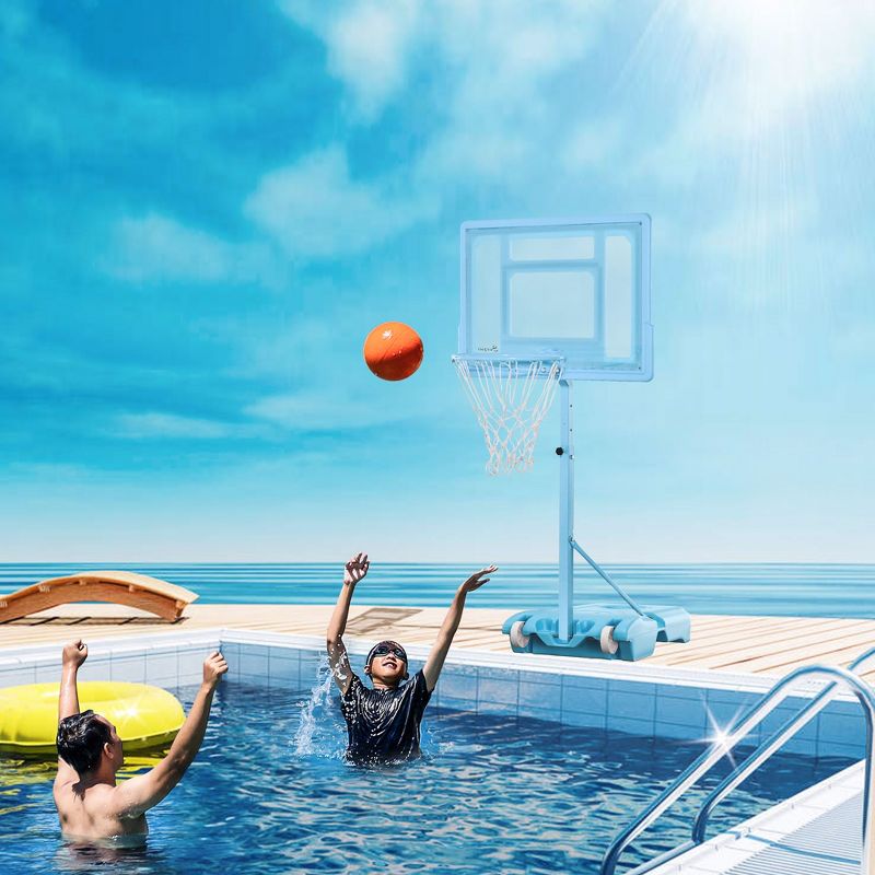 Soozier Pool Side Portable Basketball Hoop System Stand Goal with Height Adjustable 3FT-4FT, 32'' Backboard, 3 of 10