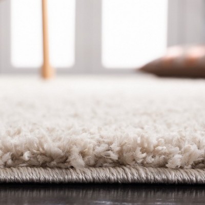 Beige 3' x 5' Synthetic Shag Area Rug