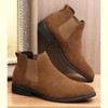 Santimon Men's Suede Leather Chelsea Boots Formal Business Pointed Toe BrownCasual Ankle Leather Boots - 3 of 4