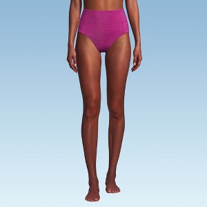 Lands' End Women's Chlorine Resistant Shine High Waisted Bikini Bottoms - 1 of 4