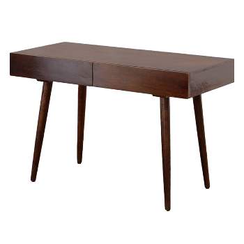 Wooden Writing Desk with Two Drawers and Tape Legs Brown - The Urban Port