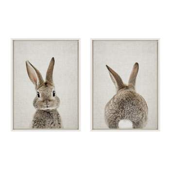 (Set of 2) 18" x 24" Sylvie Bunny Portrait And Tail Framed Canvas Set White - Kate & Laurel All Things Decor