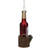 Northlight 6.25" Red and Gold Wine Bottle in Basket Christmas Ornament - 2 of 3