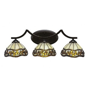 Toltec Lighting Zilo 3 - Light Vanity in  Dark Granite with 7'' Roman Jewel Art Glass Shade - 1 of 1