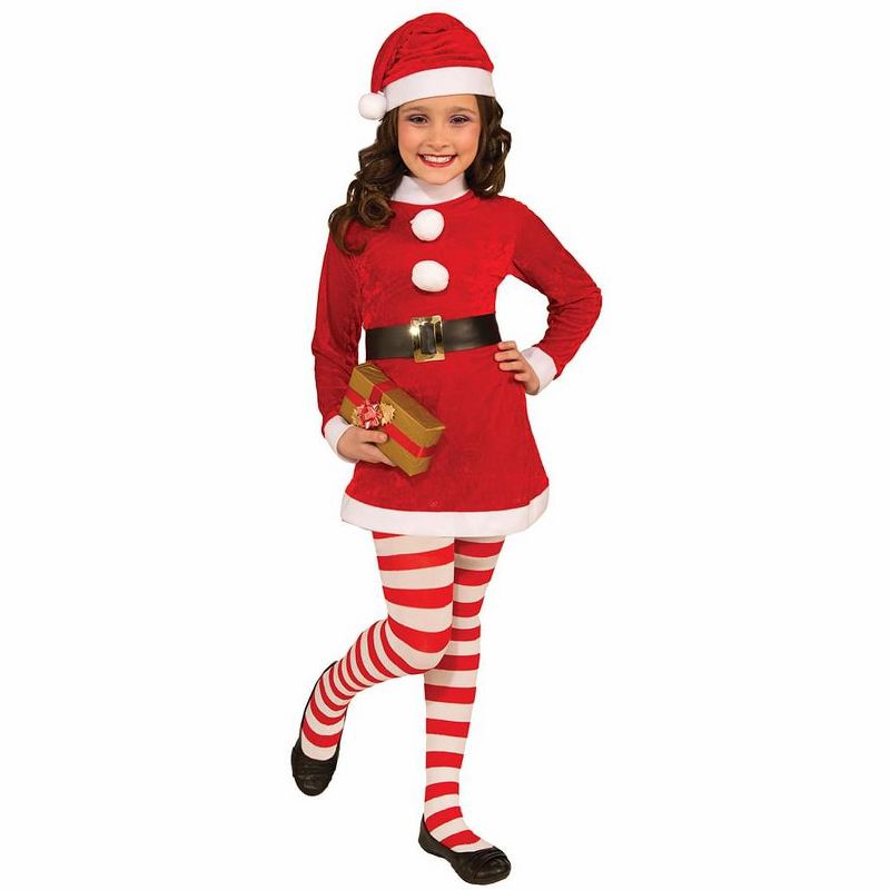 Forum Novelties Red And White Striped Tights Christmas Costume Accessory Child Large, 1 of 2