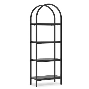 Resenkos Book Storage Display Book Shelf,4-Tier / 5-Tier Bookshelf, Arched Bookcase Display Rack with Storage Shelves Black - 1 of 4