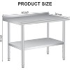 Stainless Steel Table Heavy Duty Commercial Metal Table for Prep Adjustable Shelf, for Kitchen, Restaurant, Business - 3 of 4