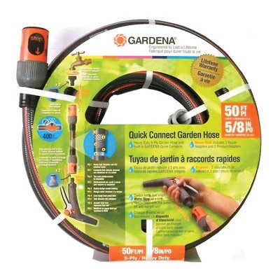 Gardena 5/8 Inch Diameter 50 Foot Comfort Quick Connect Heavy Duty Garden Hose