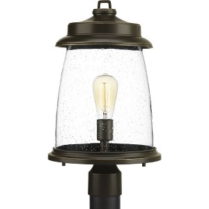 Progress Lighting, Conover, 1-Light, Post Lantern, Antique Bronze, Seeded Glass Shade - 1 of 3