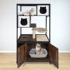 Hidden Litter Box Furniture Enclosure - Multi-Functional Cat Tree with Wheels, Hammock & Scratching Post - Wood/Metal Frame for Living Room - 2 of 4