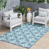 5'3" x 7' Morocco Trellis Outdoor Rug Ivory/Blue - Christopher Knight Home - image 3 of 4