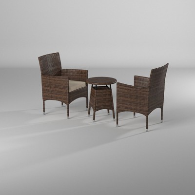 Barton 3 Pieces Outdoor Patio Set 2-Person Seating Group with Table, Beige