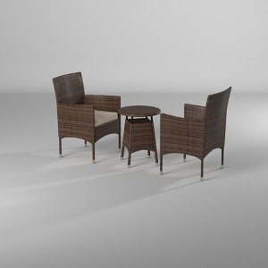 Barton 3 Pieces Outdoor Patio Set 2-Person Seating Group with Table, Beige - 1 of 3