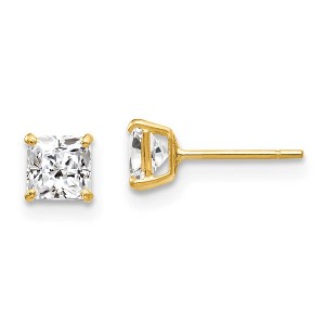 Black Bow Jewelry 4mm Princess Cubic Zirconia Stud Earrings in 14k Yellow Gold - 1 of 4