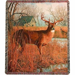 Manual Woodworks and Weavers His Side of The River Tapestry Throw Blanket 50x60 Cabin Lodge Décor by Manual - 1 of 3