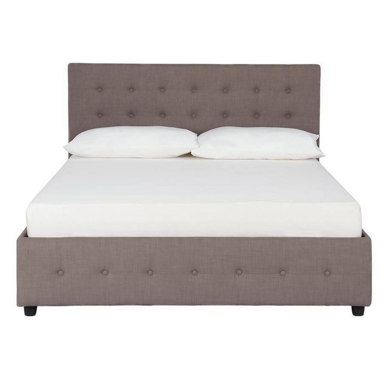 Full Selma Upholstered Bed with Storage Gray Linen - Room &#38; Joy, 1 of 9