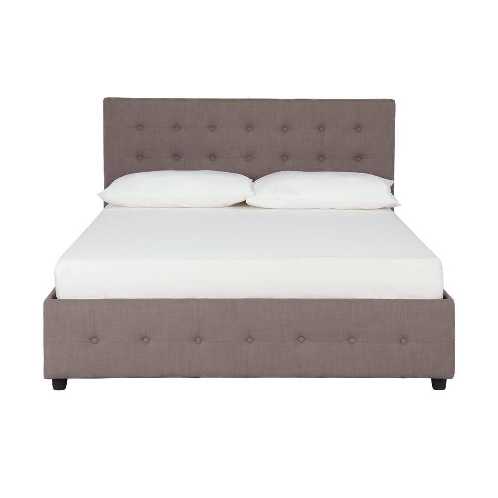 Photos - Bed Frame Full Selma Upholstered Bed with Storage Gray Linen - Room & Joy