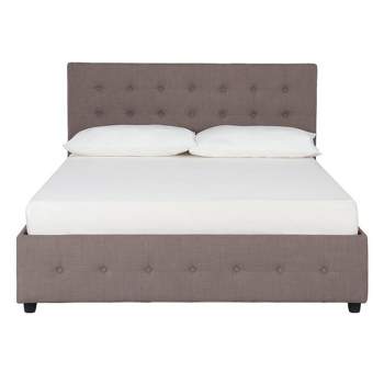 Full Selma Upholstered Bed with Storage Gray Linen - Room & Joy