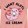 Girls' - Instant Message - I Want Alotl Ice Cream Fitted Short Sleeve Graphic T-Shirt - 2 of 4