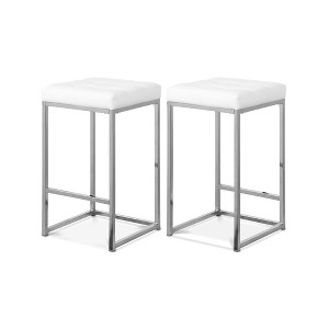 Meridian Furniture,Nicola White Vegan Leather Stool, Set of 2 - 1 of 4