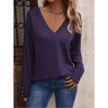Coolmee Women's Long Sleeve Tops with Buttons V-Neck Summer Outfits Casual Blouses Shirts Business Vacation Clothes - 3 of 4