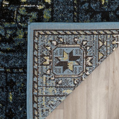 Blue Rectangular Synthetic Stain-Resistant Area Rug