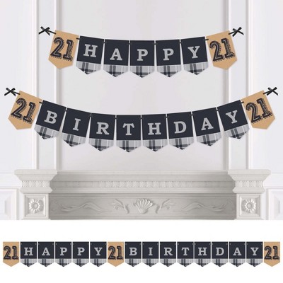 Big Dot of Happiness Finally 21 - 21st Birthday Party Bunting Banner - Vintage Party Decorations - Happy Birthday