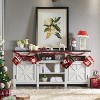 SinCiDo Farmhouse TV Stand, 66 Inch Rustic Media Console for 75 Inch TV, Barn Door Storage Cabinet & Entertainment Center for Living Room - 3 of 4