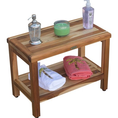Eleganto 24" Earthy Teak Shower Bench with Storage Shelf