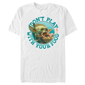 Men's Star Wars The Mandalorian The Child Playing With Food T-Shirt - 1 of 4