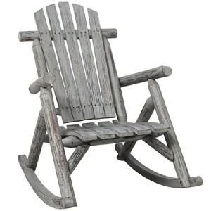 Wooden Porch Rocker Chair,Durable Wooden Porch Rocker Chair,Fir log Rocking Chair,Patio Rockers for Outside,Garde.Light Gray Color - 1 of 4