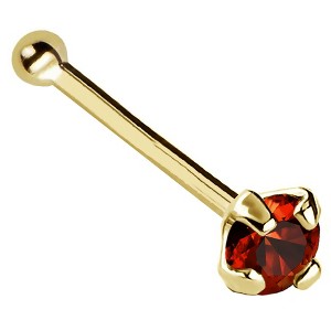 Jewelry Avalanche 22G 14K Gold Ball-end Nose Stud with Garnet Gemstone - 1 of 2
