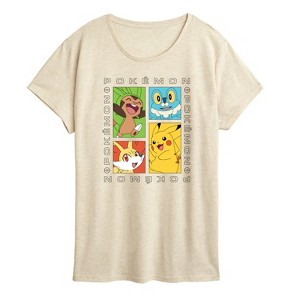 Women's - Pokémon - Pickachu Chespin Fennekin Froakie Grid- Women's Short Sleeve Graphic T-Shirt Short Sleeve Graphic T-Shirt - 1 of 4
