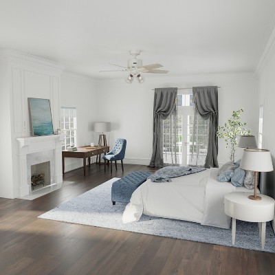 Matte White 44" Ceiling Fan with Light Oak Blades and Remote
