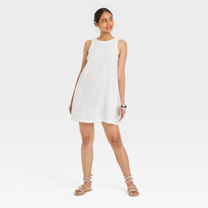 Women's Linen Mini Shift Dress - A New Day™, 1 of 12