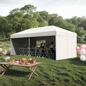 GustoWave 10'x20' Portable Pop-Up Canopy Tent with 4 Sidewalls for Outdoor Events, Camping - 1 of 4