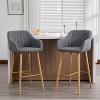 ORRD Modern Bar Stools Set of 2 with Back & Footrest, Linen Fabric Upholstered Counter Stools with Solid Wood Legs for Kitchen Island, Home Bar - 2 of 4
