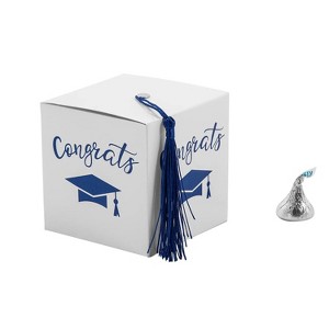 Fun Express Graduation Party White Favor Boxes with Blue Tassel - 25 Pc ...