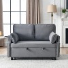 50"W Velvet Upholstered Loveseat Sofa with Side Pockets, 2 Pillows and Removeable Backrest Pull-out Sofa Bed, 4L -ModernLuxe - 2 of 4