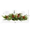 Nearly Natural 20-in Holiday Winter Greenery and Berries Triple Candle Holder Artificial Christmas Table Arrangement - 2 of 4