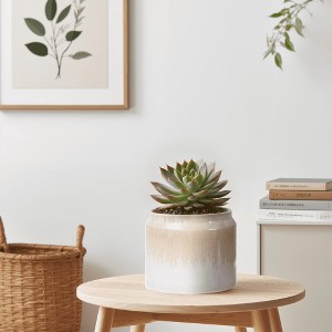 SpassWay 8" Dia Outdoor Indoor Ceramic Planter Pot Decorative Planter with Drainage Hole Patio Flower Pot - 1 of 4