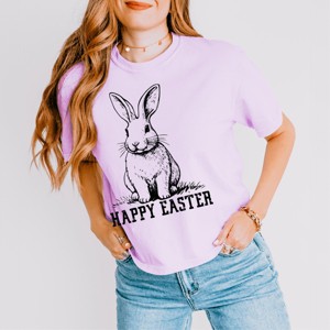 Simply Sage Market Happy Easter Bunny Outline Boxy Crop Top - 1 of 4