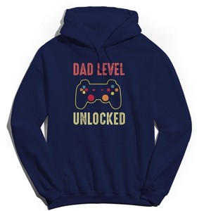 Rerun Island Men's Dad Level Unlocked Long Sleeve Graphic Cotton Sweatshirt Hoodie - Navy L - 1 of 3
