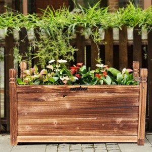 Artloge 12" 24" 36" Solid Rectangular Wooden Planter Box Outdoor Flowee Plant Box Raised Garden Bed for Herbs & Vegetables & Flowers - 1 of 4